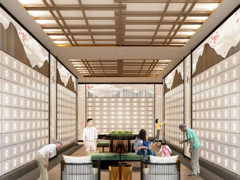 Official visual of a contemporary columbarium hall at Nirvana Ijok