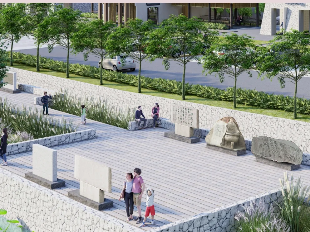 Official visual of the cultural monuments garden and lotus pond at Nirvana Ijok