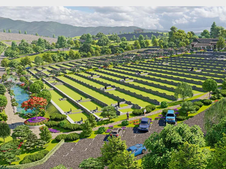 Official reference visual of landscaped burial grounds at Nirvana Karak