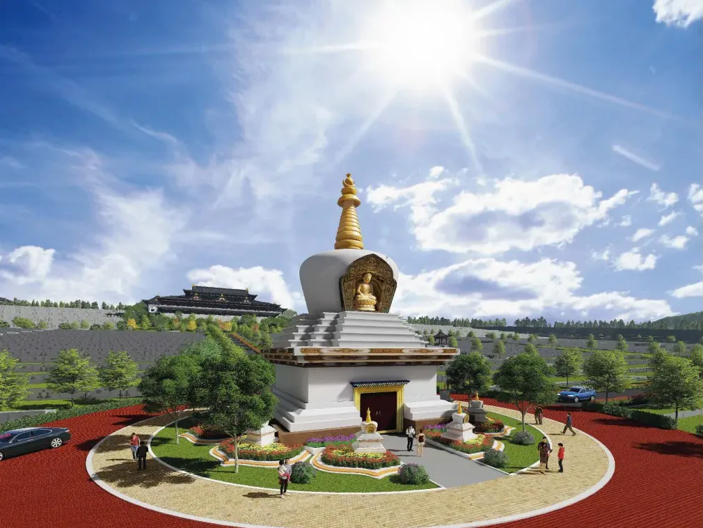 Official reference visual of the central stupa presented for Nirvana Klang