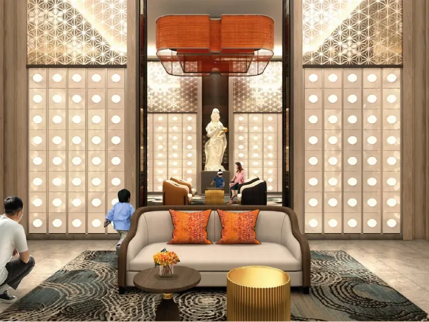 Official reference visual of a columbarium lounge at Nirvana Klang