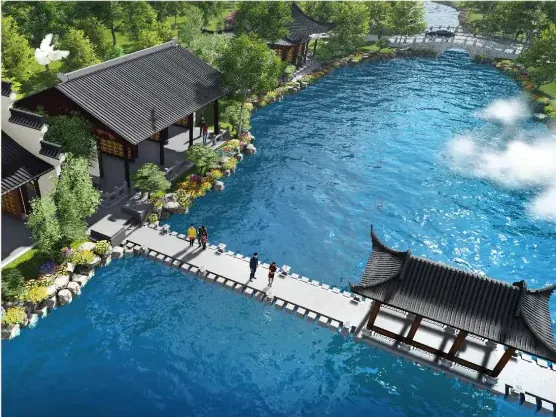 Official reference visual of the columbarium water garden at Nirvana Klang