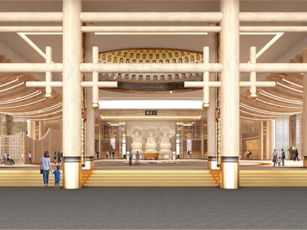 Official reference visual of the Temple of the Three Saints at Nirvana Klang