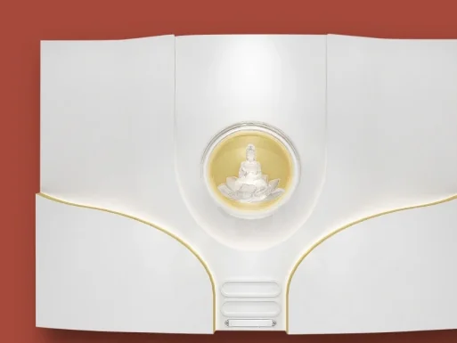 Official reference visual of the white-and-gold Venus columbarium niche panel